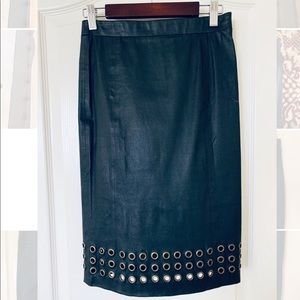 J Brand Wilda Grommet-Trim Leather Pencil Skirt